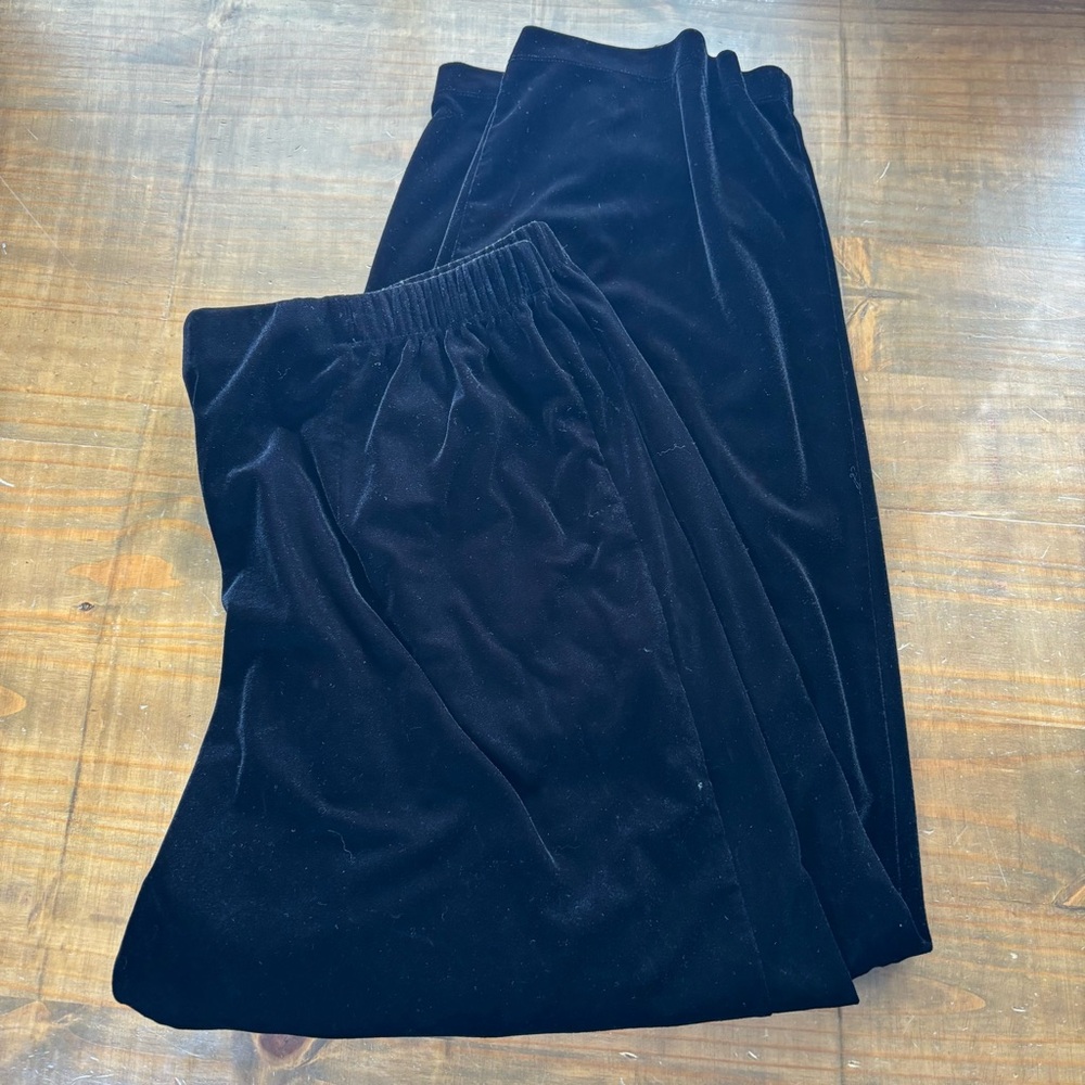 VTG 90s Laura Ashley Woman Black Velvet Pull On Tapered Pants-Size 2X-Goth/90s